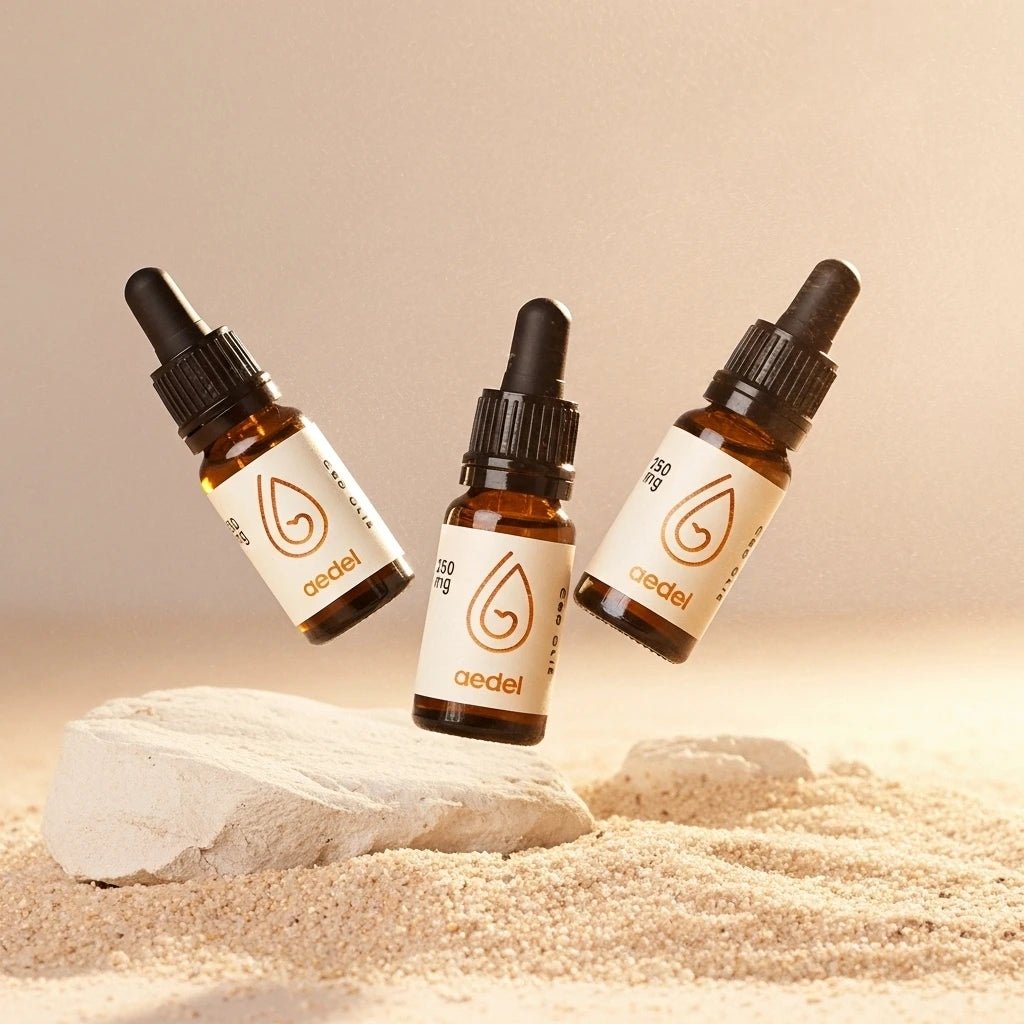 aedel Spektrum CBD Olie Trio 250mg — tre flasker fuldspektrum CBD hudplejeolie, spar 198 kr