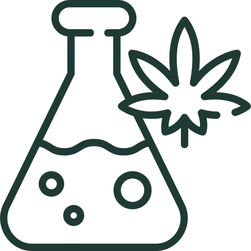 CBD Olie laboratorieflaske ikon – symbol på Aedel’s videnskabelige test og ren ekstraktion af hampolie.