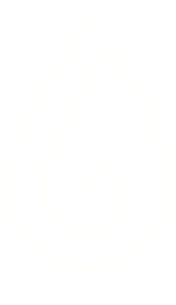 Aedel CBD Olie logo i hvid – elegant dråbesymbol der repræsenterer renhed, transparens og fuldspektrum CBD fra Aedel.