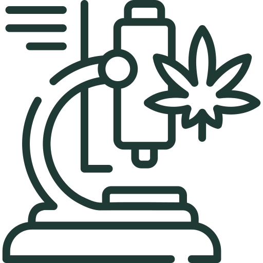 CBD Olie mikroskop ikon – viser Aedel’s præcise laboratorieanalyse af cannabinoider og terpener.