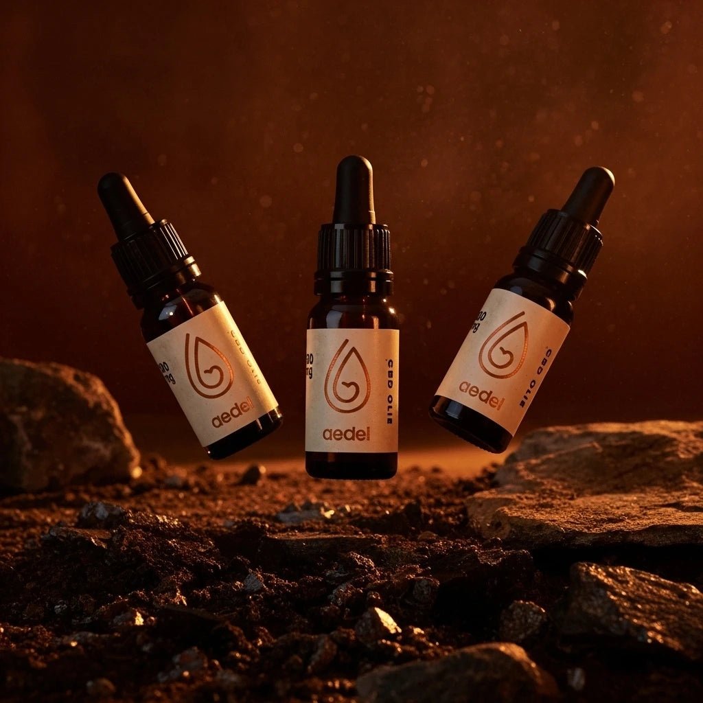 aedel Spektrum CBD Olie Trio 500mg — tre flasker koncentreret fuldspektrum CBD hudplejeolie, spar 298 kr